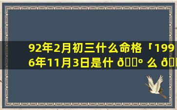 92年2月初三什么命格「1996年11月3日是什 🐺 么 🐠 命」